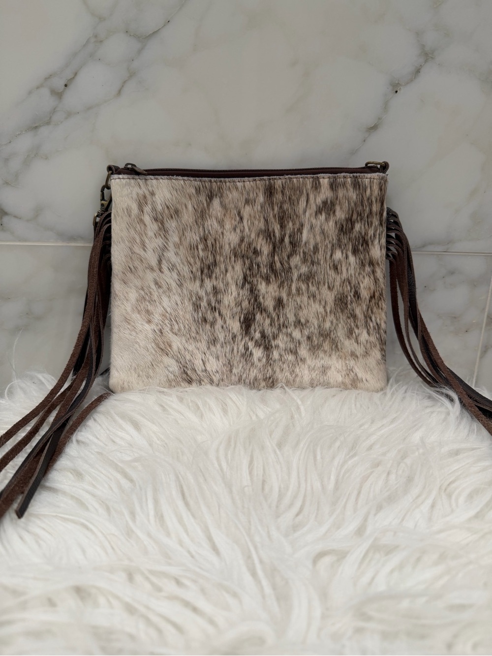 Fringed Cowhide Crossbody Bag